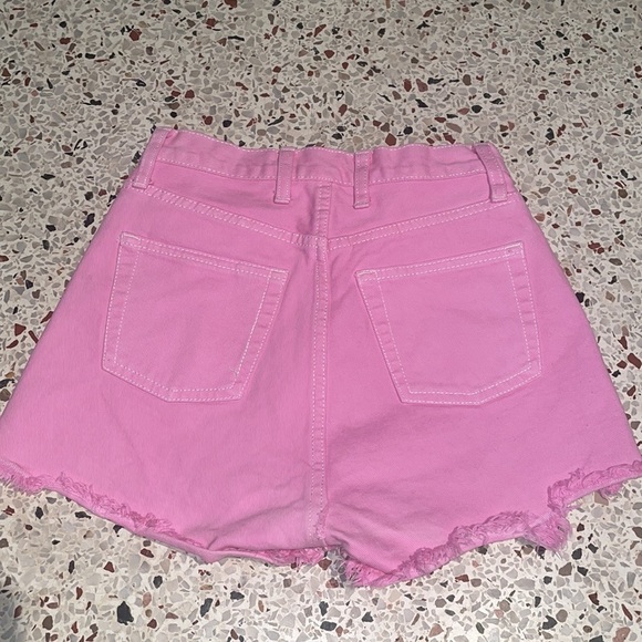 J. Galt Shanghai Jean Shorts Women's Small Pink Button Fly Frayed Hem High Rise - Picture 3 of 4